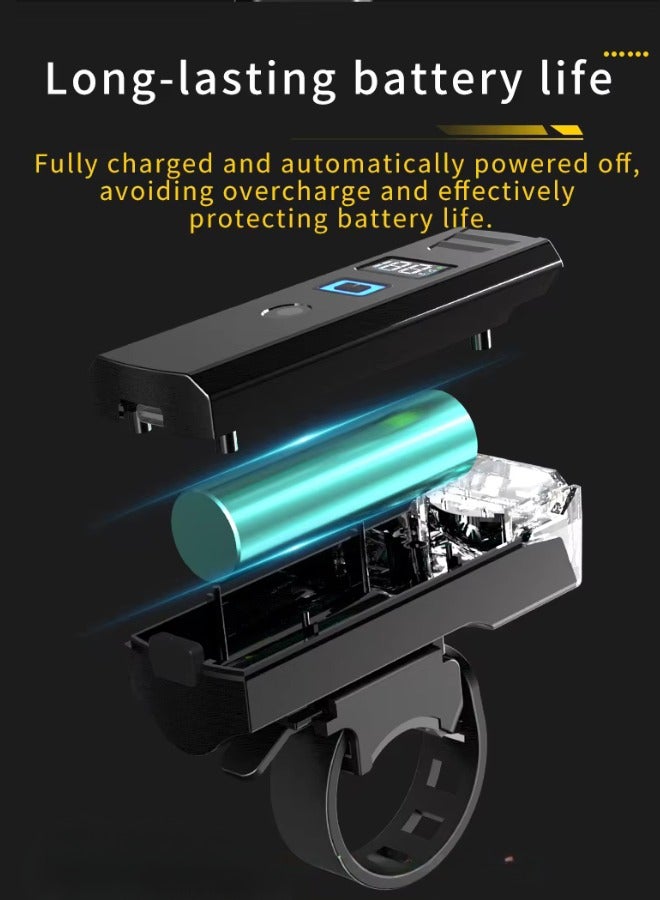 QLIGHT Super Bright Bike Lights, USB Rechargeable Bicycle Lights, Cycle Lights with 4 Modes, Waterproof Bicycle Lights,USB-C Fast Charge  Bike Headlight for Day/Night Riding Safety, Scooter Accessories - Image 2